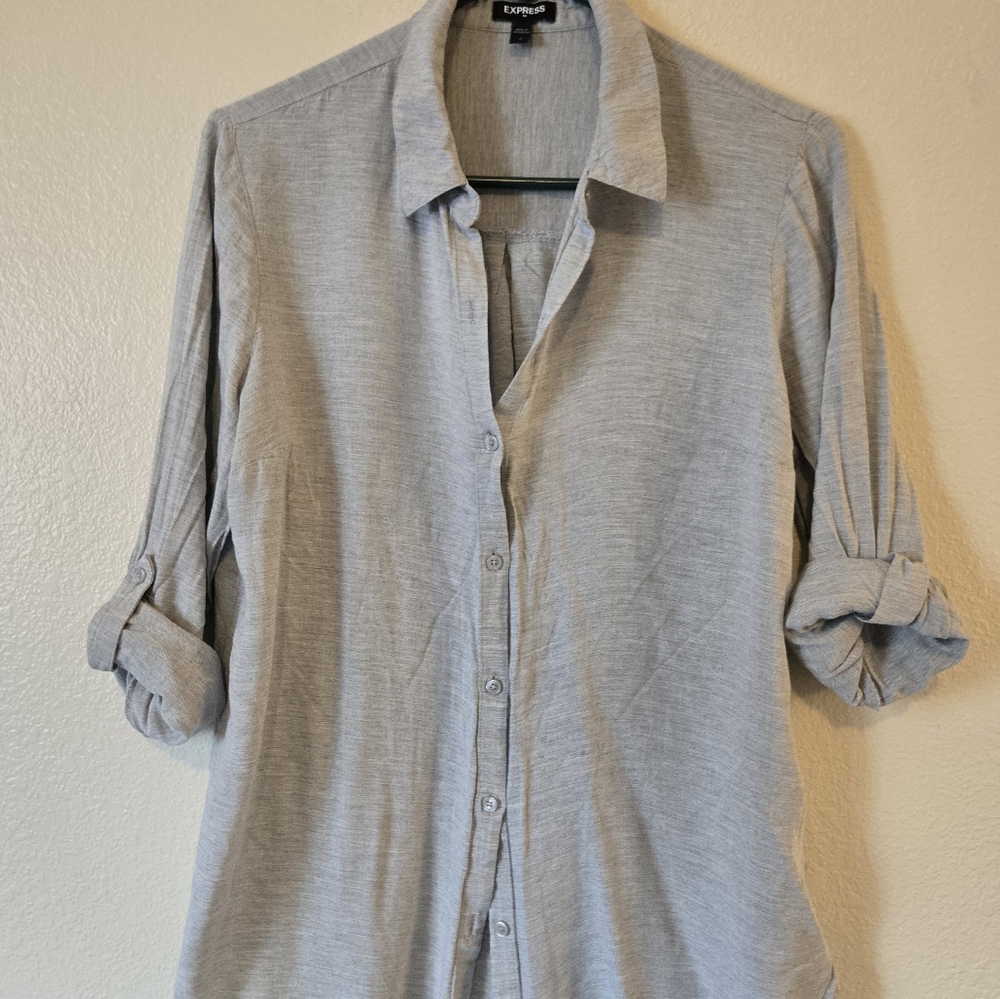 Express solid rayon Boyfriend Shirt Sz L